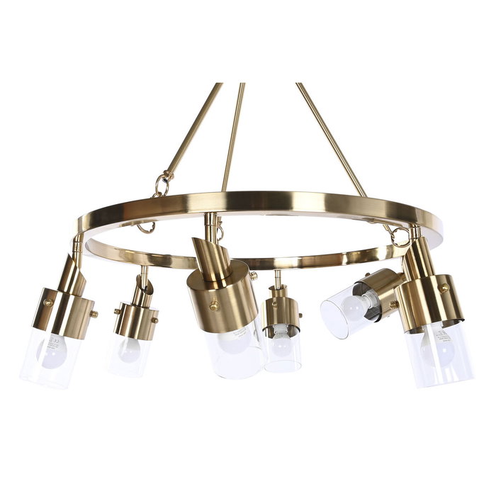 DKD Home Decor Lámpara de Techo de Metal y Cristal Dorado
