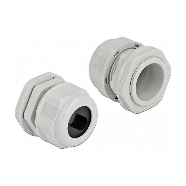 DeLOCK Prensaestopas PG29 para cable plano Gris, 2 unidades
