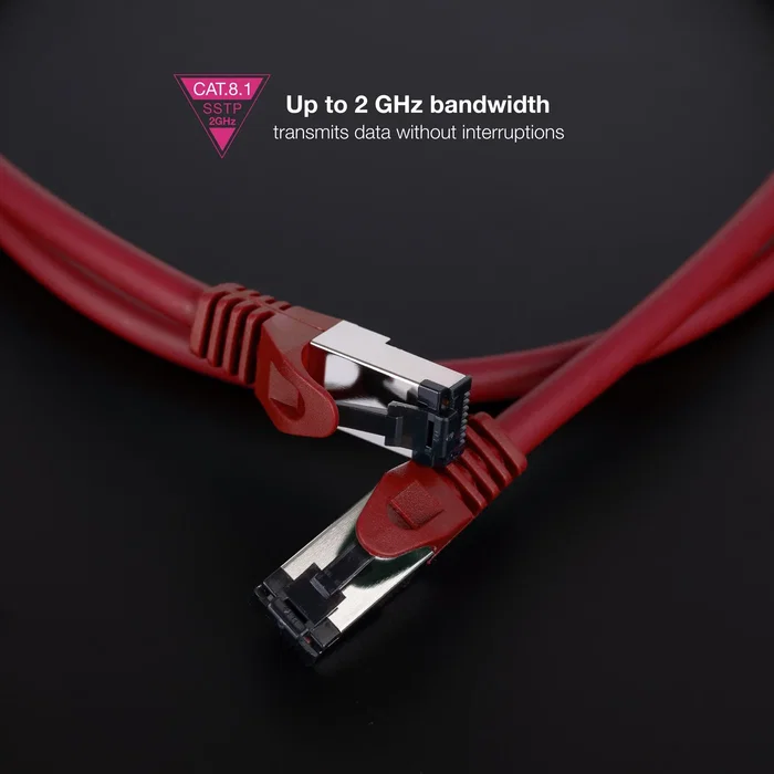 Cable red cat.8.1 2ghz lszh sstp awg26 rojo 1 m