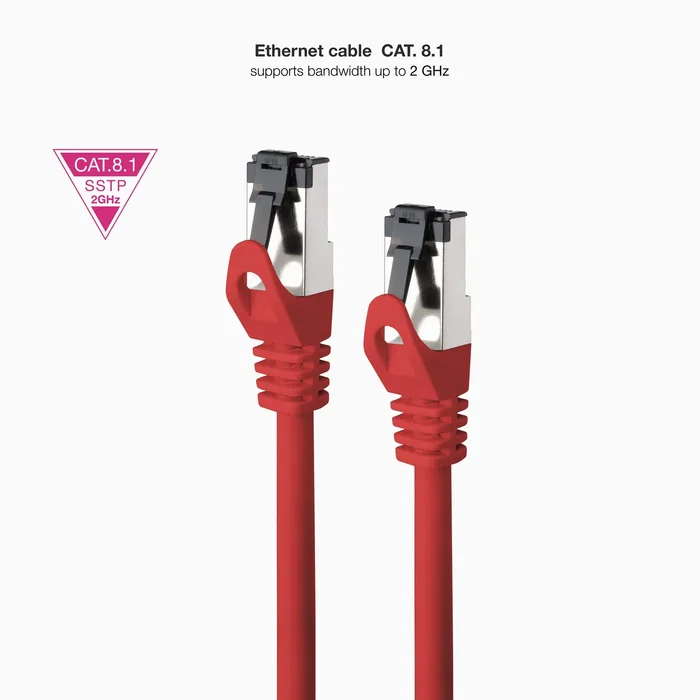Cable red cat.8.1 2ghz lszh sstp awg26 rojo 1 m