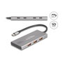 DeLOCK 64313 Hub USB 7 Puertos 10 Gbps con 4 USB-C y 3 USB-A y Power Delivery 80 W, Aluminio Gris