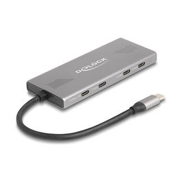 Delock 64313 - Hub USB 3.2 Gen 2 de 7 Puertos (4x USB-C, 3x USB-A), 10 Gbps, Power Delivery 80 W, Aluminio Gris