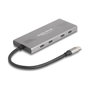 DeLOCK 64313 Hub USB 7 Puertos 10 Gbps con 4 USB-C y 3 USB-A y Power Delivery 80 W, Aluminio Gris