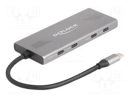 DeLOCK Hub USB de 7 puertos con 4 x USB Tipo-C y 3 x USB Tipo-A, 80 W PD, Gris, 64313
