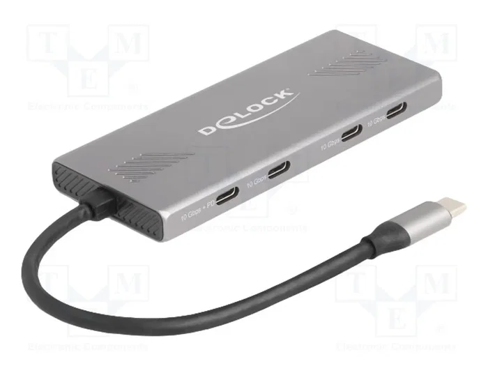 DeLOCK Hub USB de 7 puertos con 4 x USB Tipo-C y 3 x USB Tipo-A, 80 W PD, Gris, 64313 DeLOCK Hub USB de 7 puertos con 4 x USB Tipo-C y 3 x USB Tipo-A, 80 W PD, Gris, 64313