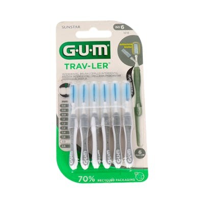 GUM Cepillo Interdental Trav-Ler 1618 2.0 mm Gris - Paquete de 6 unidades GUM Cepillo Interdental Trav-Ler 1618 2.0 mm Gris - Paquete de 6 unidades