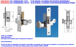 CVL Cerradura 1979-P Níquel con Cilindro, Picaporte y Pomo