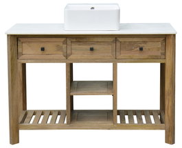 DKD Home Decor Mueble de Baño Mango y Cerámica Natural 120x50x82