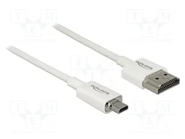 DeLOCK Cable HDMI High Speed con Ethernet 2 m HDMI-A a Micro-D 4K 3D Blanco