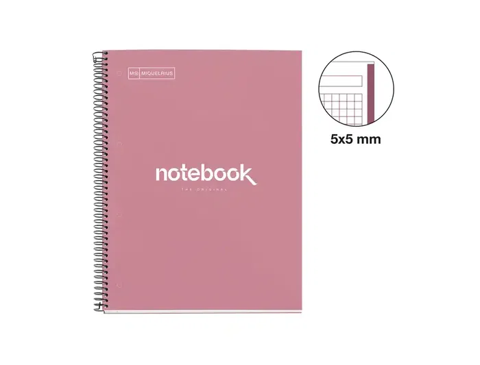 Miquelrius Cuaderno Emotions Rose Dust Espiral DIN A4 Microperforado 80 Hojas 90g Cuadrícula 5mm