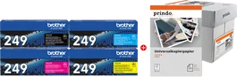 Brother TN-249 MCVP Value Pack Negro, Cian, Magenta, Amarillo, Blanco con Papel Prindo Universal