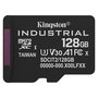 Kingston Tarjeta microSDXC Industrial 128GB Clase 10 UHS-I U3 V30 A1 - Lectura 100MB/s, Escritura 80MB/s con adaptador SD