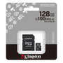 Kingston Tarjeta microSDXC Industrial 128GB Clase 10 UHS-I U3 V30 A1 - Lectura 100MB/s, Escritura 80MB/s con adaptador SD