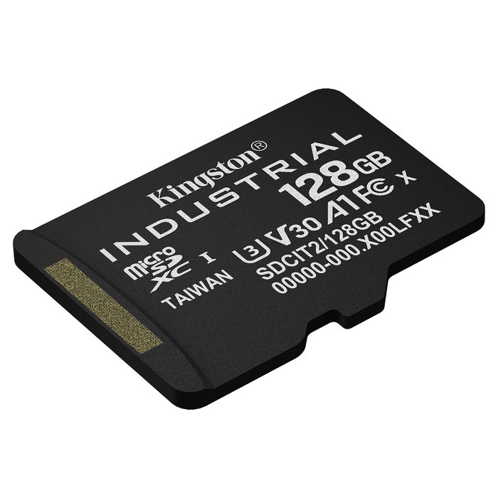 Kingston Tarjeta microSDXC Industrial 128GB Clase 10 UHS-I U3 V30 A1 - Lectura 100MB/s, Escritura 80MB/s con adaptador SD