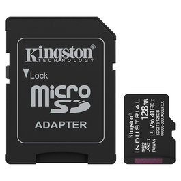 Kingston Tarjeta microSDXC Industrial 128GB Clase 10 UHS-I U3 V30 A1 - Lectura 100MB/s, Escritura 80MB/s con adaptador SD