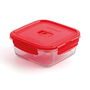 Recipiente Cuadrado Hermético Vidrio Pure Box Rojo Luminarc 16 cm- 122 cL