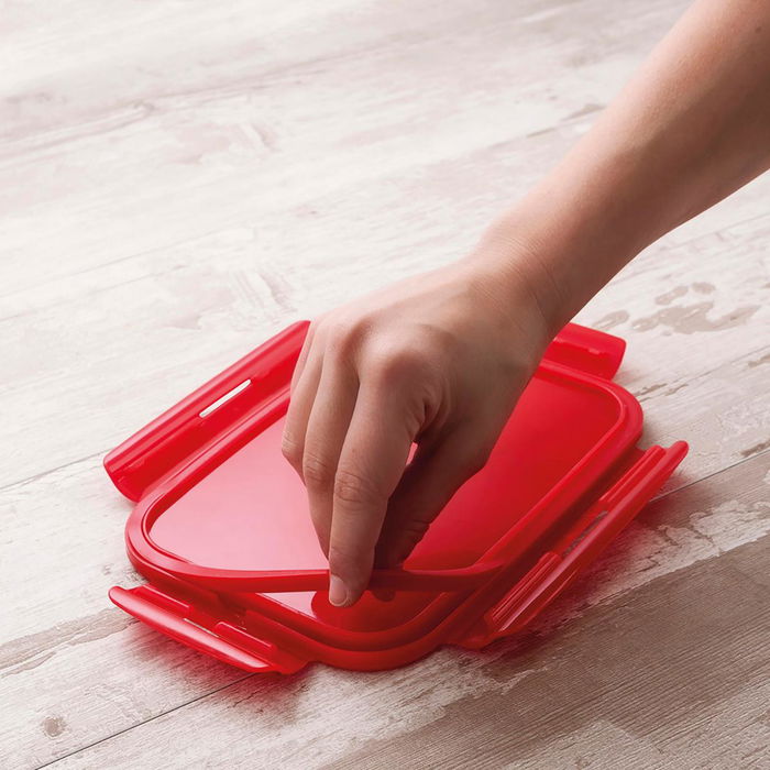 Recipiente Cuadrado Hermético Vidrio Pure Box Rojo Luminarc 16 cm- 122 cL