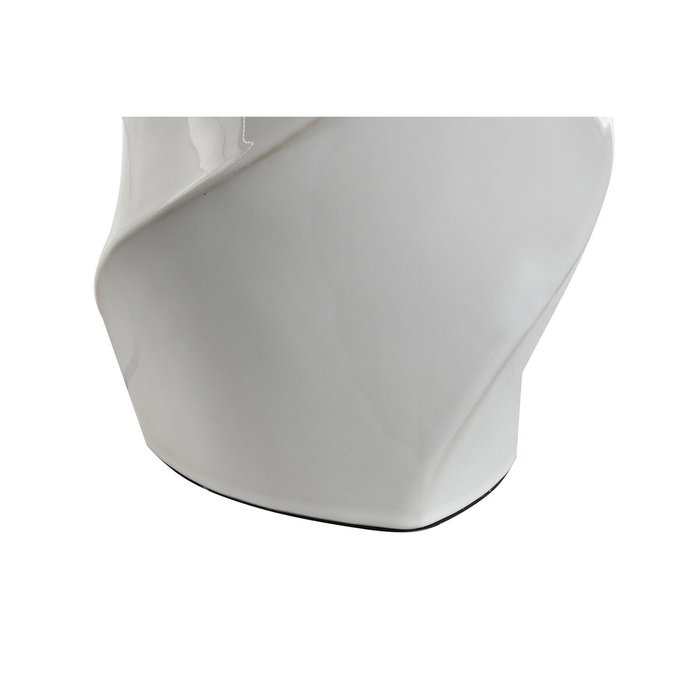 DKD Home Decor Lámpara de Sobremesa de Porcelana Espiral Blanca