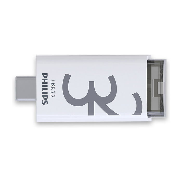 Philips Memoria USB 3.2 32GB Click Series Gen 1 USB-C Transparente Blanco