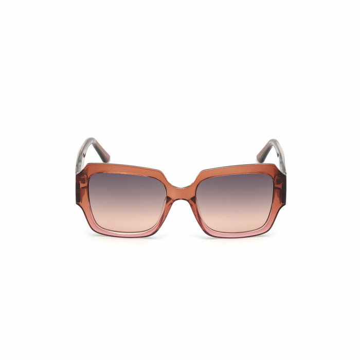 Guess GU7681 47B Gafas de Sol Mujer Cuadradas con Montura de Plástico Marrón Claro y Cristales Degradado Ahumado 54 mm