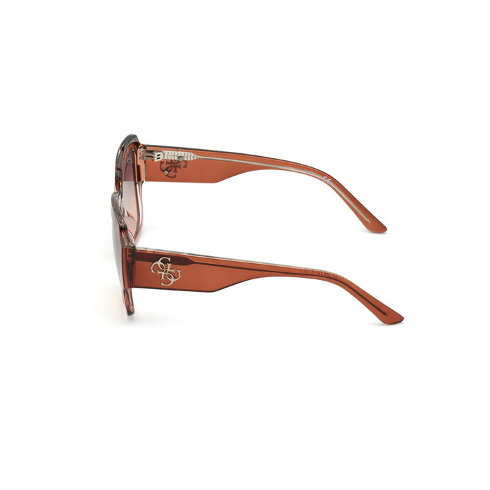Guess GU7681 47B Gafas de Sol Mujer Cuadradas con Montura de Plástico Marrón Claro y Cristales Degradado Ahumado 54 mm