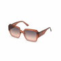 Guess GU7681 47B Gafas de Sol Mujer Cuadradas con Montura de Plástico Marrón Claro y Cristales Degradado Ahumado 54 mm