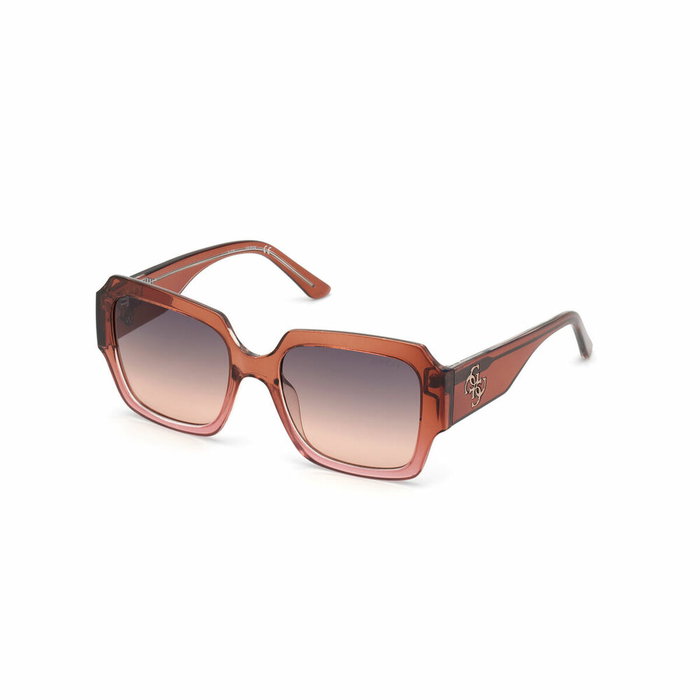Guess GU7681 47B Gafas de Sol Mujer Cuadradas con Montura de Plástico Marrón Claro y Cristales Degradado Ahumado 54 mm
