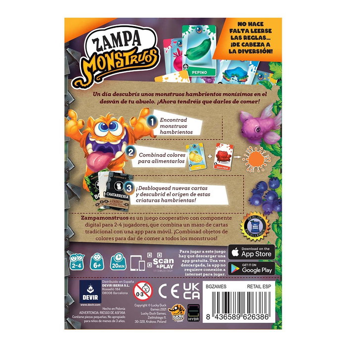 Devir - Zampa Monstruos - Juego de Mesa Cooperativo para Niños de 6+ Años - Mecánica de Mezcla de Colores, 2-4 Jugadores, 20 Minutos, Modo Historia y Fiesta - Castellano Devir - Zampa Monstruos - Juego de Mesa Cooperativo para Niños de 6+ Años - Mecánica de Mezcla de Colores, 2-4 Jugadores, 20 Minutos, Modo Historia y Fiesta - Castellano