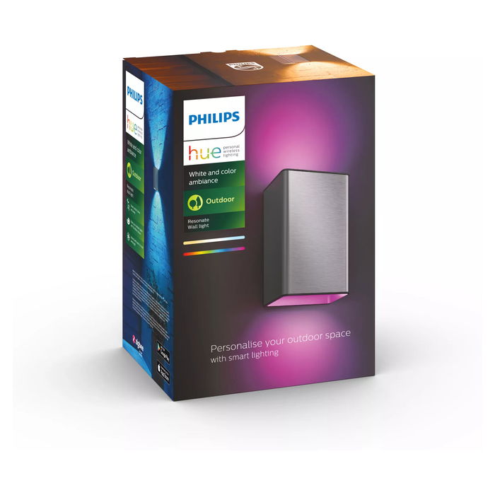 Philips Resonate Aplique de Pared para Exteriores, Blanco y Color, Plateado, 1200lm