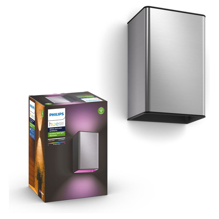 Philips Resonate Aplique de Pared para Exteriores, Blanco y Color, Plateado, 1200lm
