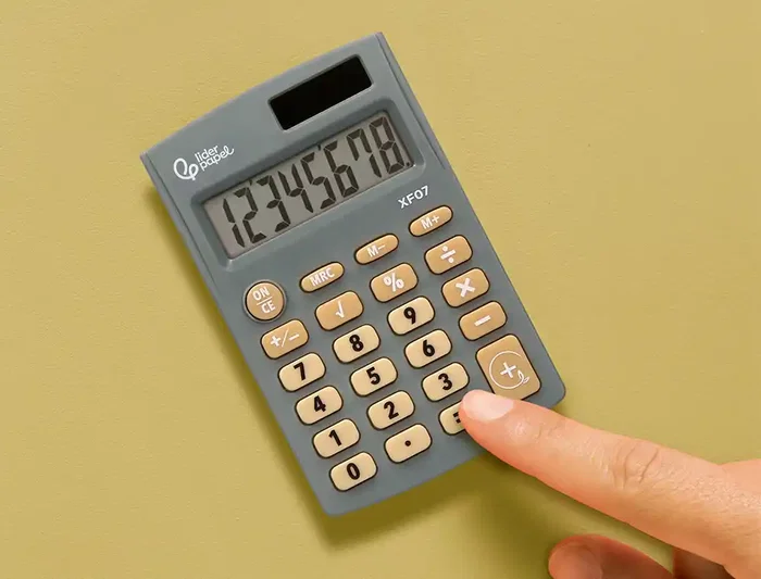 Liderpapel xf07 Calculadora de Bolsillo 8 Dígitos Solar y Pilas Gris 98x62x8 mm