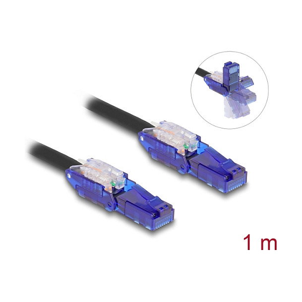 DeLOCK Cable de red RJ45 Cat.6 UTP con conectores angulares de 180°, 1 m