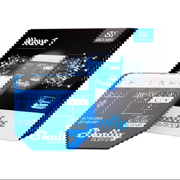 Shelly Wave 1 Relais Z-Wave Max 16A 1 Canal Inteligente para Empotrar