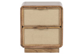 DKD Home Decor Mesita de Noche Mango y Yute con 2 Cajones