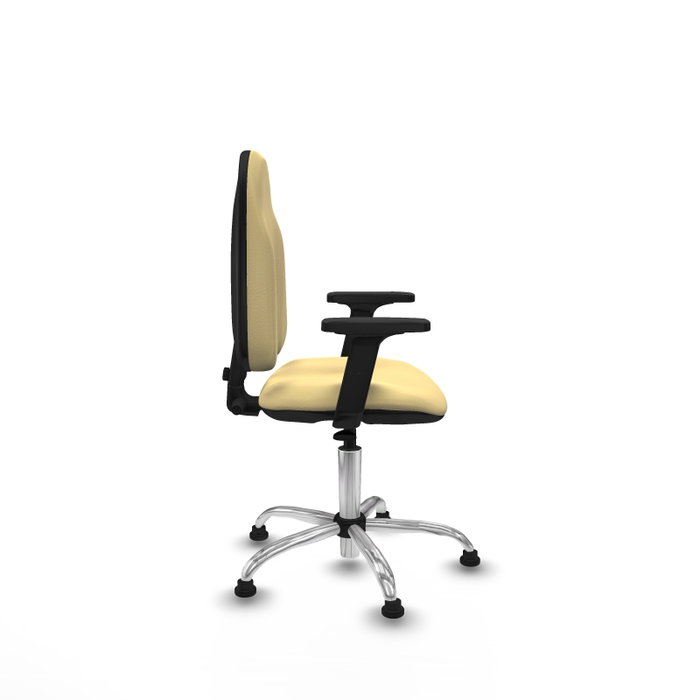 PIQUERAS Y CRESPO Silla de oficina Algarra con brazos 2D y base cromada, Crema