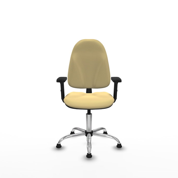 PIQUERAS Y CRESPO Silla de oficina Algarra con brazos 2D y base cromada, Crema