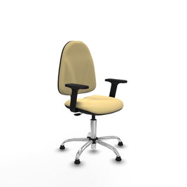 PIQUERAS Y CRESPO Silla de oficina Algarra con brazos 2D y base cromada, Crema