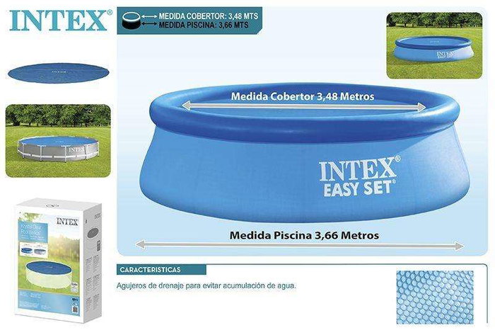Intex Cobertor Solar para Piscina Easy Set Frame Diámetro 366 cm PVC