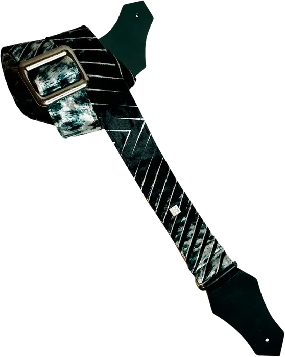 GETM The Casandra Correa para Guitarra y Bajo, Nailon/Piel/Terciopelo Negro y Blanco Ajustable hasta 165cm