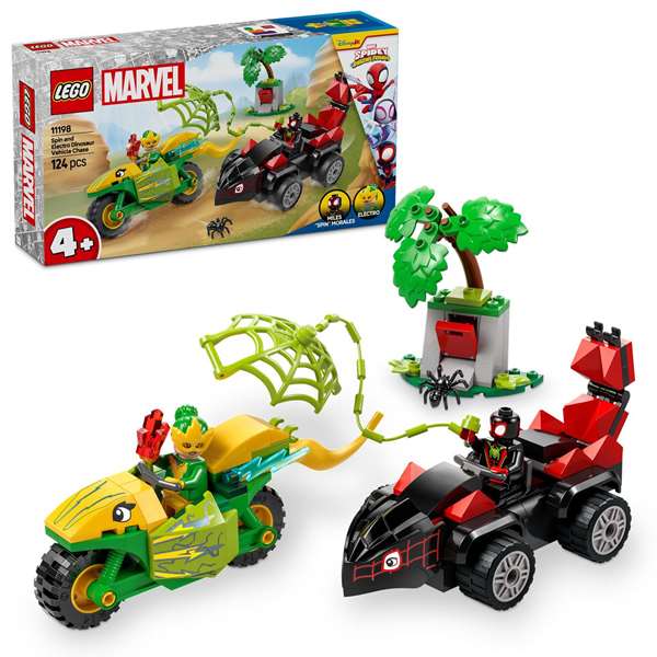 Lego - Juego de Construcción Spin Y Electro: Duelo de Vehículos Dinosaurio Spidey - +36 Meses