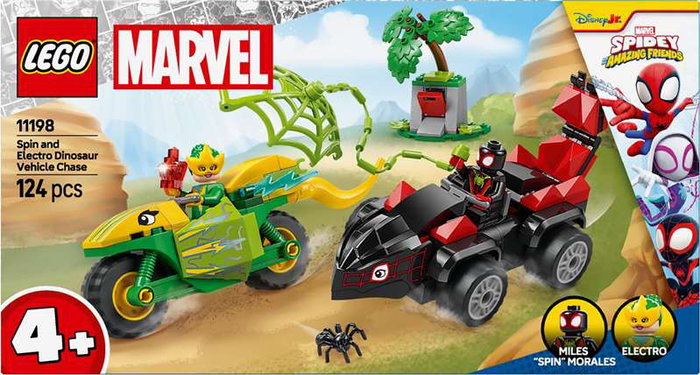 Lego - Juego de Construcción Spin Y Electro: Duelo de Vehículos Dinosaurio Spidey - +36 Meses