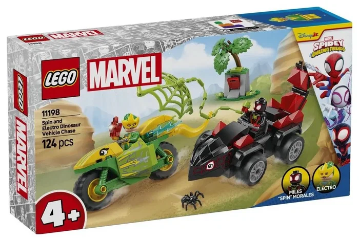 LEGO Marvel Spin y Electro: Duelo de Vehículos Dinosaurio