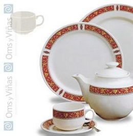 STEELITE Taza Consomé Apilable Marina Rojo 2a, Vajilla, Diámetro 28 cm, No apta lavavajillas/microondas (Set de 36)