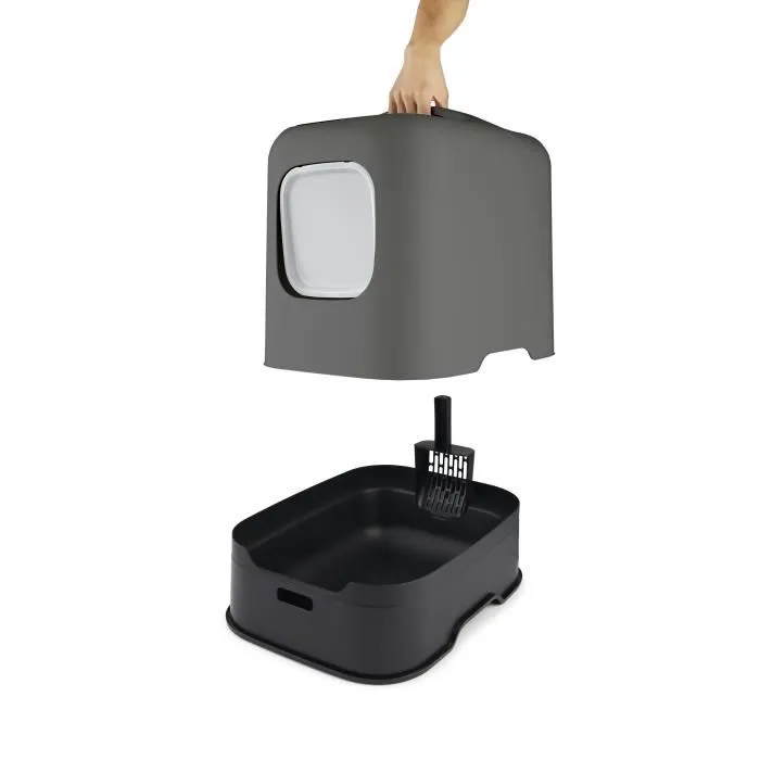 ROTHO Caseta de Aseo Biala Antracita para Gatos con Filtro Antiolor Diseño Sobrio Hecho en Europa
