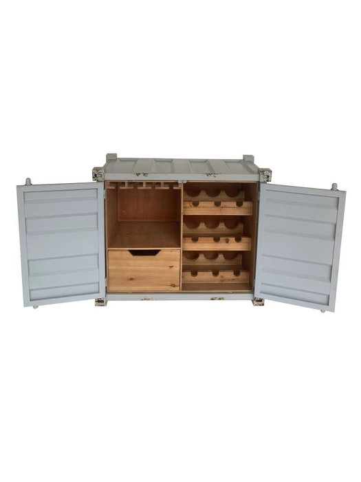 DKD Home Decor Botellero Vintage Gris Metal y MDF 41 x 64 x 77 cm