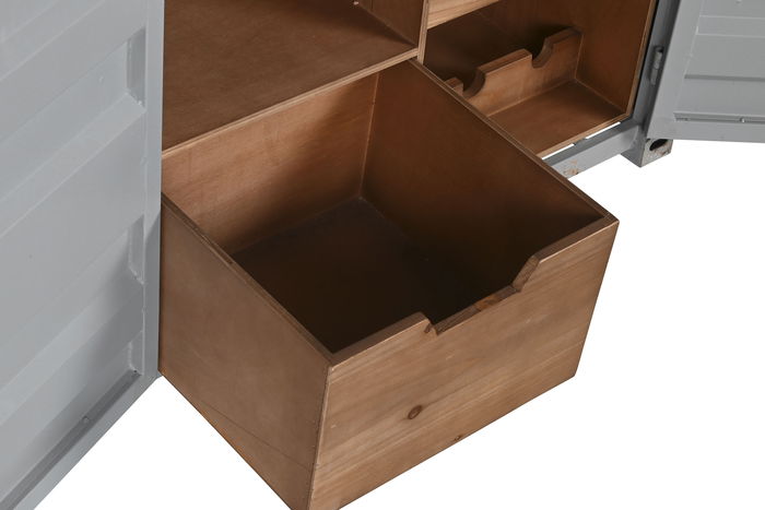 DKD Home Decor Botellero Vintage Gris Metal y MDF 41 x 64 x 77 cm