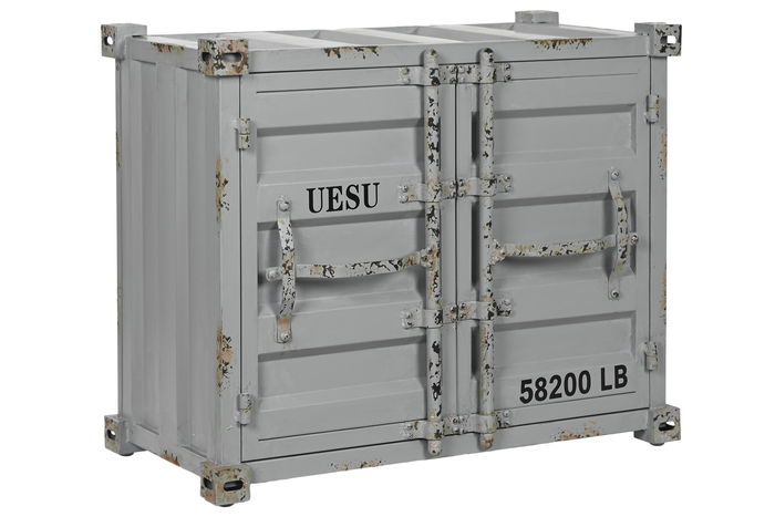 DKD Home Decor Botellero Vintage Gris Metal y MDF 41 x 64 x 77 cm