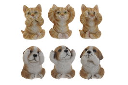 DKD Home Decor Set de Figuras de Resina Gato y Perro Surtido