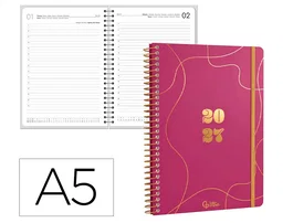 Liderpapel Agenda de oficina 2027 día por página A5 Rosa
