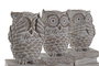 DKD Home Decor Figura de Búho Decape en Resina, Blanco, Pack de 3
